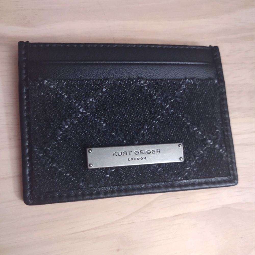 Kurt Geiger Black Tweed Quilted Leather Cardholder Wallet Accessory